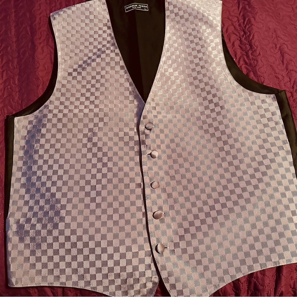 Andrew Fezza lavender gray vest XL  - black satin back with buckle